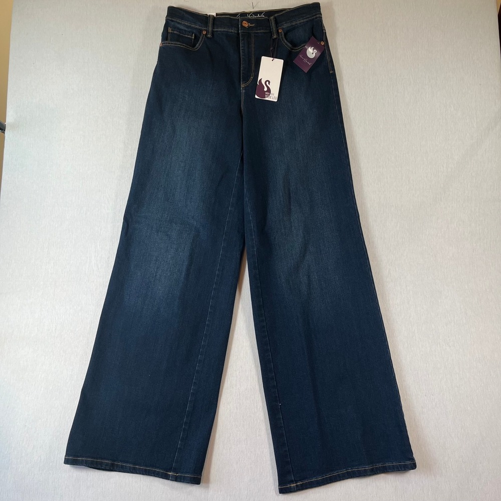 NEW Gloria Vanderbilt Jeans 8 Madison High Rise Wide Leg 32" Ins Dark Wash NWT